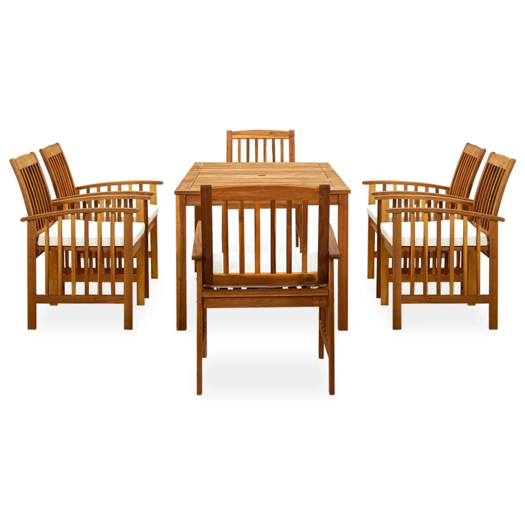 Set da Pranzo da Giardino 7 pz con Cuscini Massello di Acacia - homemem39