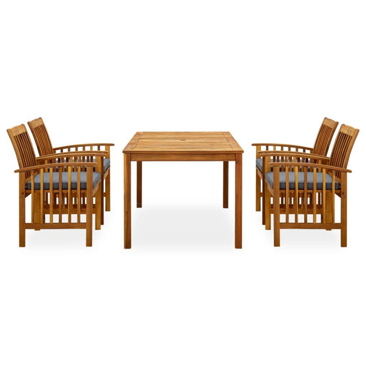 Set da Pranzo da Giardino 5 pz con Cuscini Massello di Acacia - homemem39