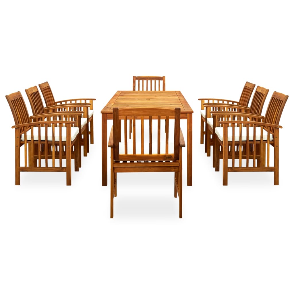 Set da Pranzo da Giardino 9 pz con Cuscini Massello di Acacia - homemem39