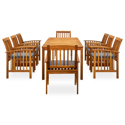 Set da Pranzo da Giardino 9 pz con Cuscini Massello di Acacia - homemem39