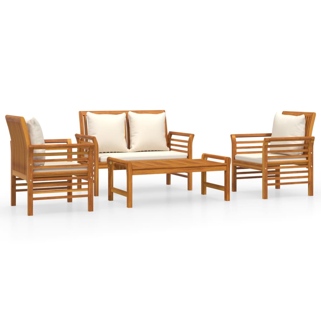 Set Salotto da Giardino 4pz con Cuscini Legno Massello Acacia - homemem39