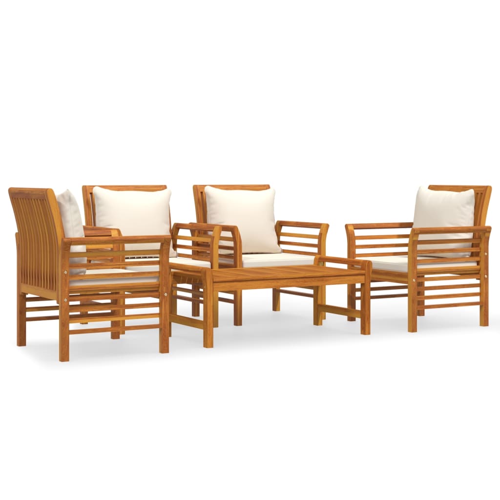 Set Salotto da Giardino 5 pz con Cuscini Legno Massello Acacia | homemem39
