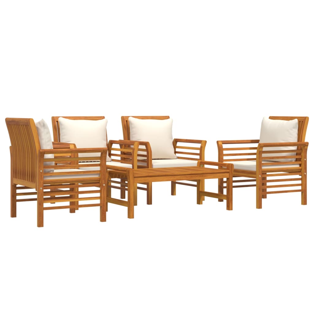 Set Salotto da Giardino 5 pz con Cuscini Legno Massello Acacia | homemem39