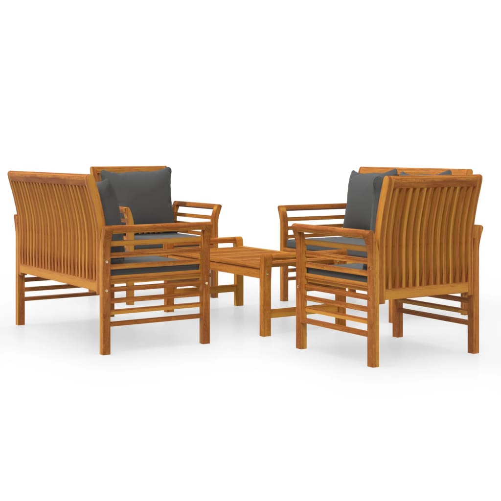 Set Salotto da Giardino 5 pz con Cuscini Legno Massello Acacia | homemem39