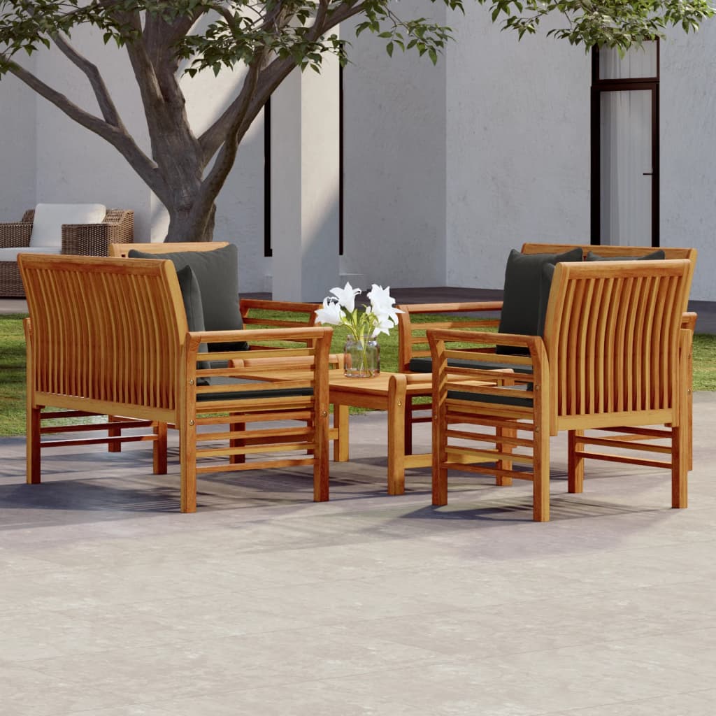 Set Salotto da Giardino 5 pz con Cuscini Legno Massello Acacia - homemem39