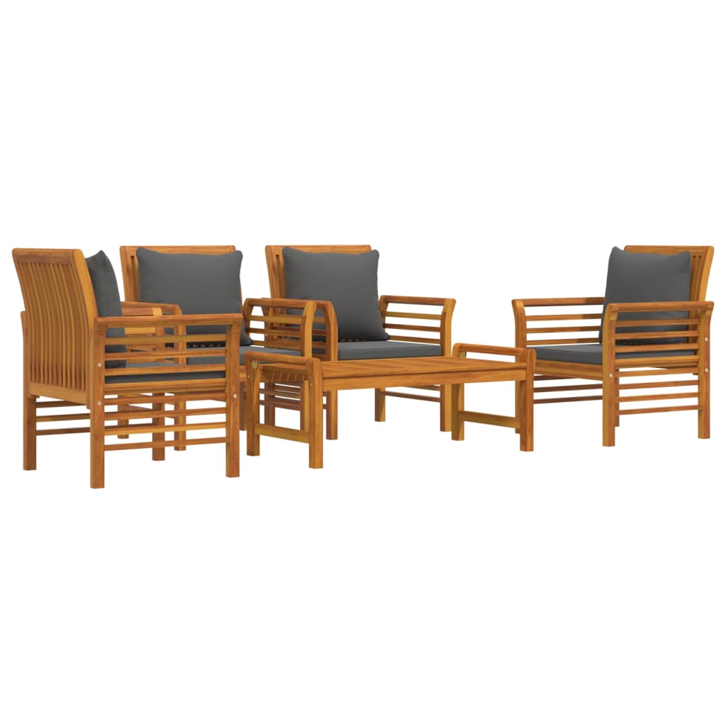 Set Salotto da Giardino 5 pz con Cuscini Legno Massello Acacia - homemem39