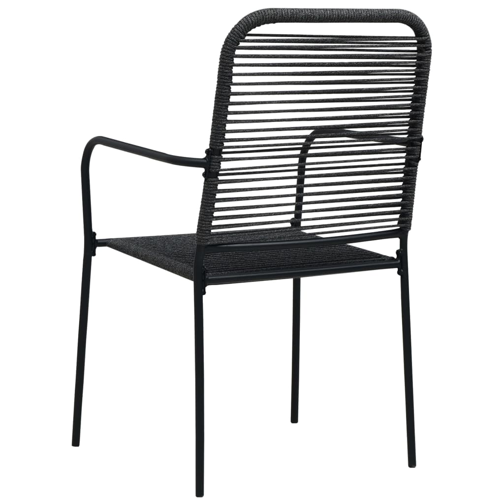 Set da Pranzo da Esterni 9 pz in Corda di Cotone e Acciaio Nero