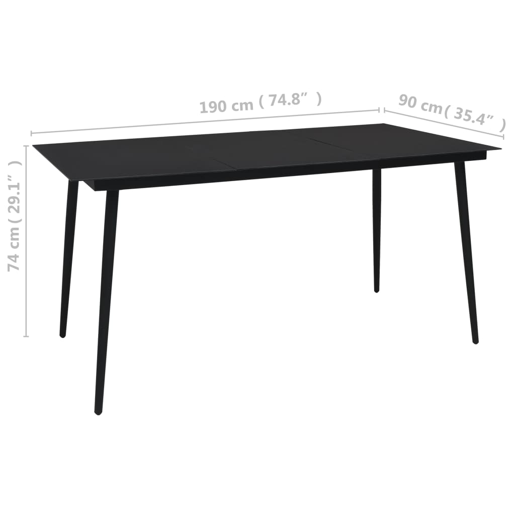 Set da Pranzo da Esterni 9 pz in Corda di Cotone e Acciaio Nero | homemem39
