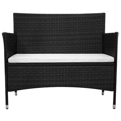 Set Divani da Giardino 2 pz con Cuscino in Polyrattan Nero