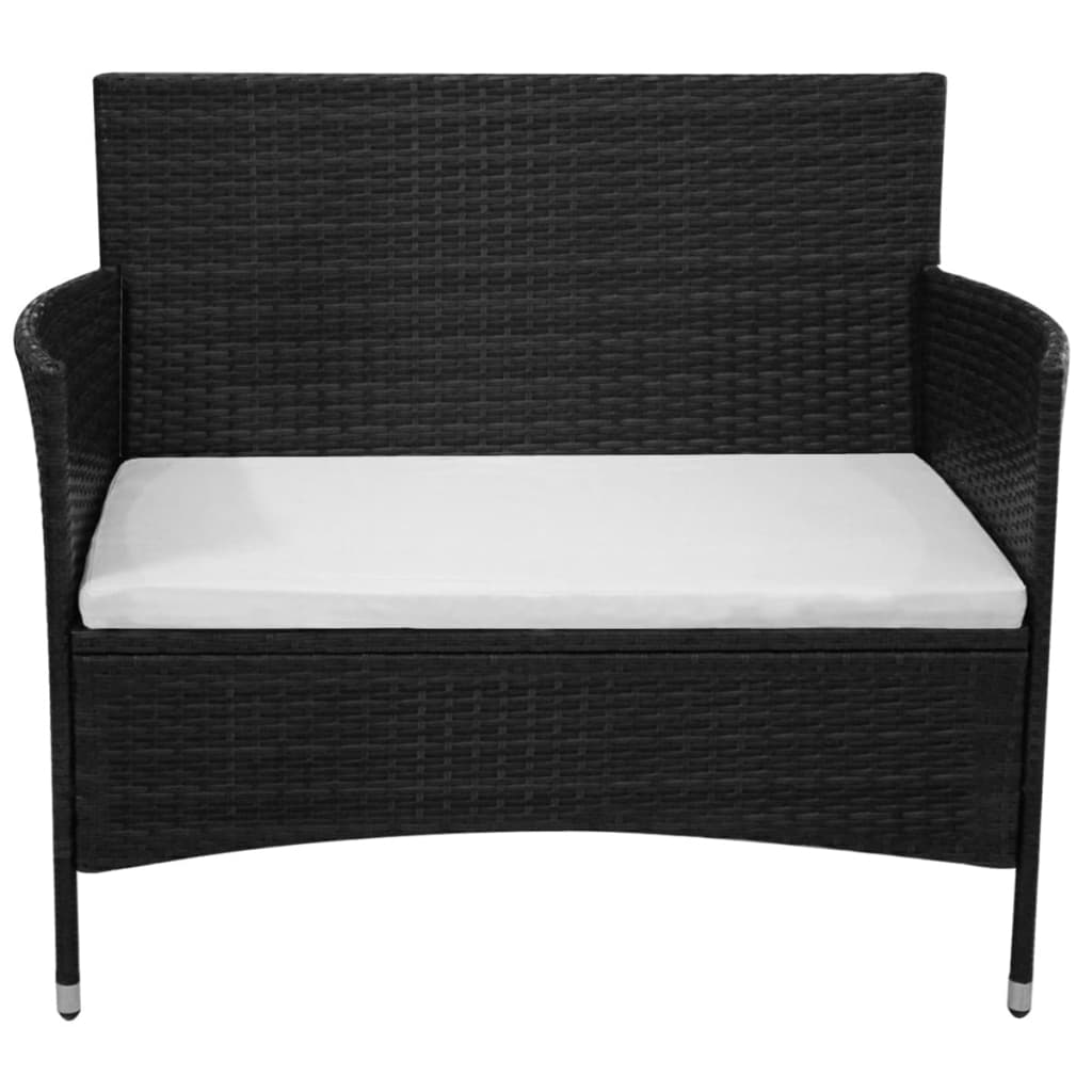 Set Divani da Giardino 2 pz con Cuscino in Polyrattan Nero