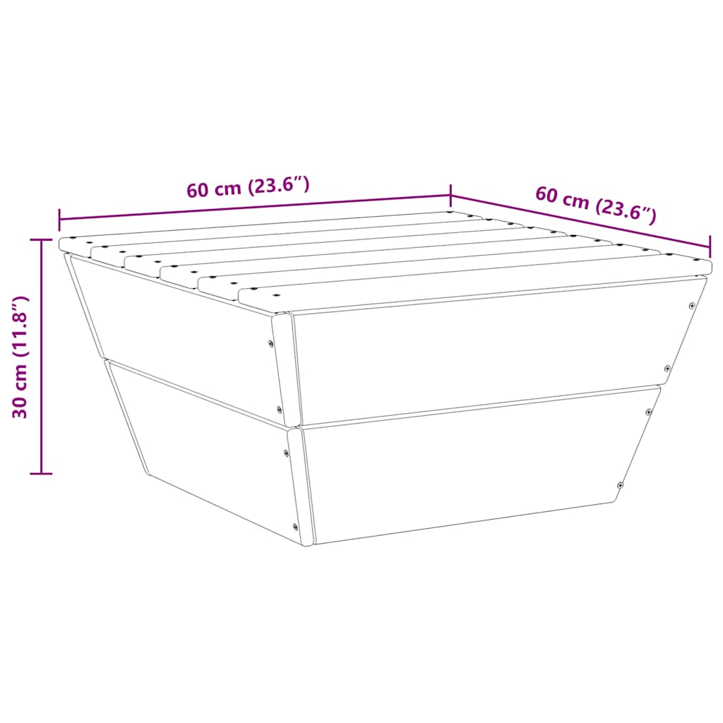 Tavolo da Giardino 60x60x30 cm in Legno di Abete Impregnato - homemem39