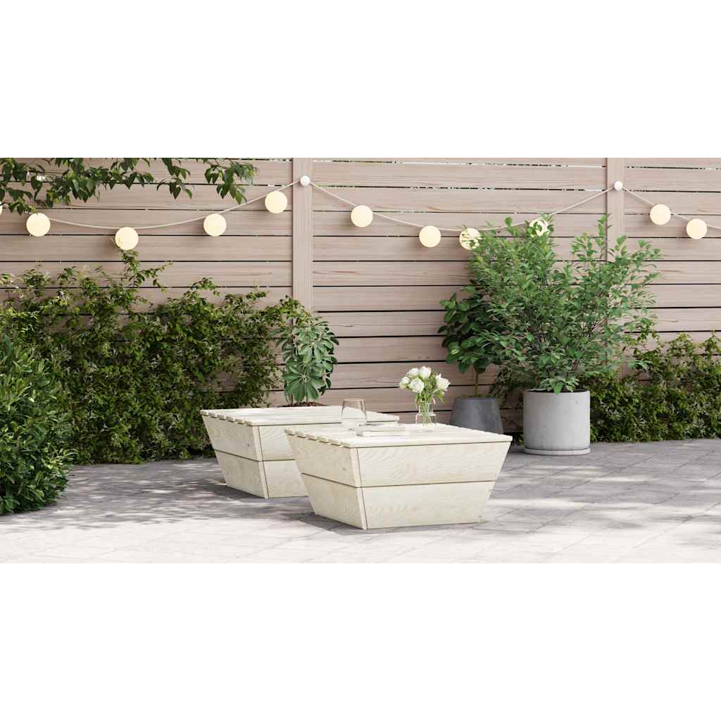 Tavoli da Giardino 2 pz 60x60x30cm in Legno di Abete Impregnato