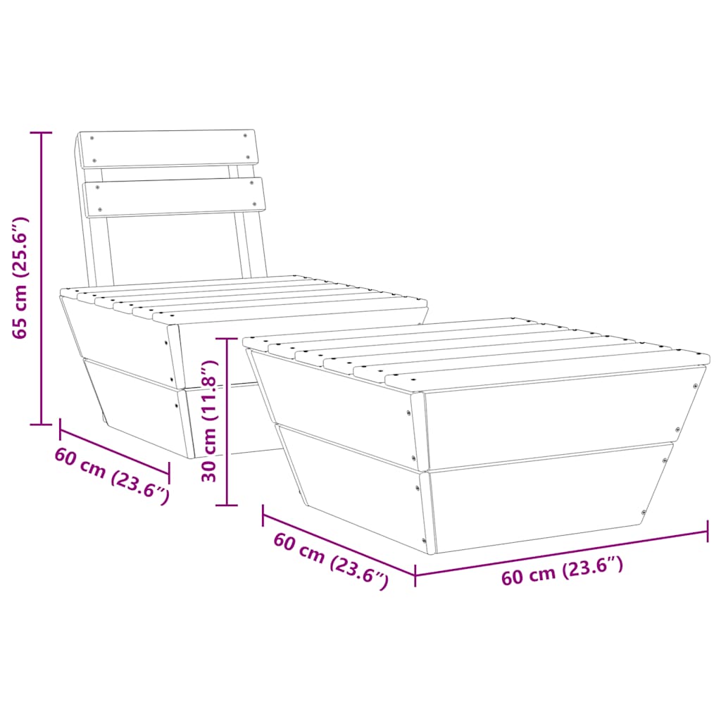 Set Divani da Giardino 2 pz in Legno di Abete Impregnato - homemem39