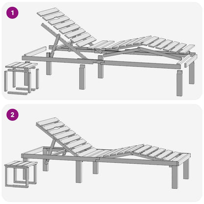 Lettino Prendisole con Tavolino in Legno di Pino Impregnato - homemem39