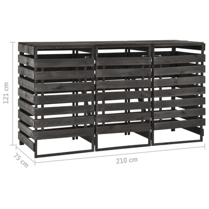 Copribidone Triplo 210x75x121 cm in Legno di Pino Verniciato - homemem39