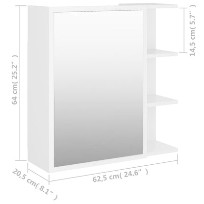 Armadietto a Specchio Bianco 62,5x20,5x64 cm Legno Multistrato