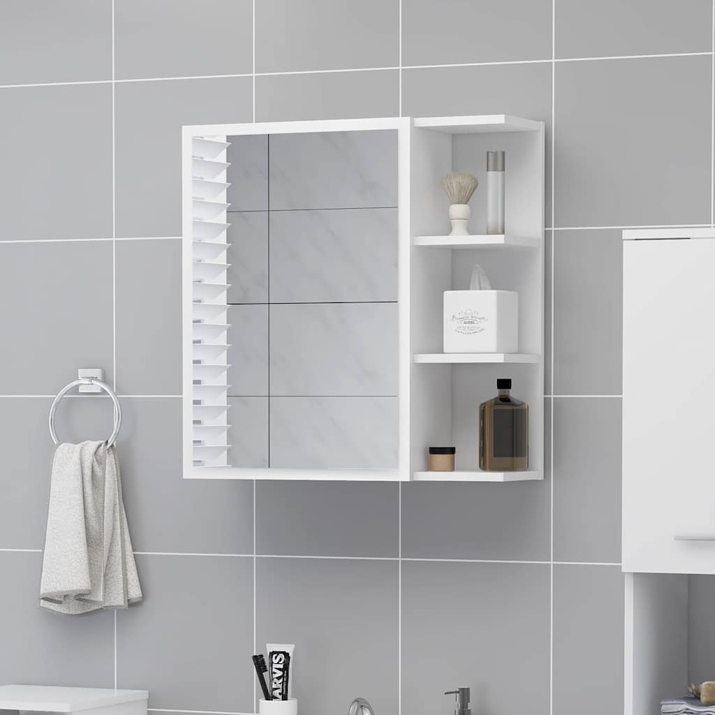 Armadietto a Specchio Bianco 62,5x20,5x64 cm Legno Multistrato
