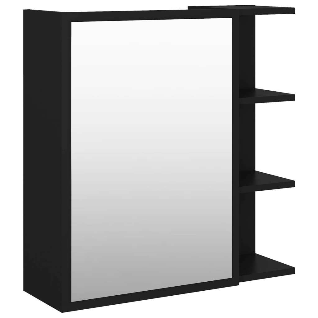 Mobile Bagno con Specchio Nero 62,5x20,5x64cm Legno Multistrato | homemem39