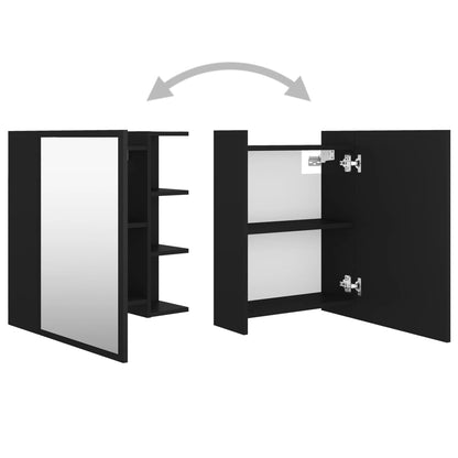 Mobile Bagno con Specchio Nero 62,5x20,5x64cm Legno Multistrato