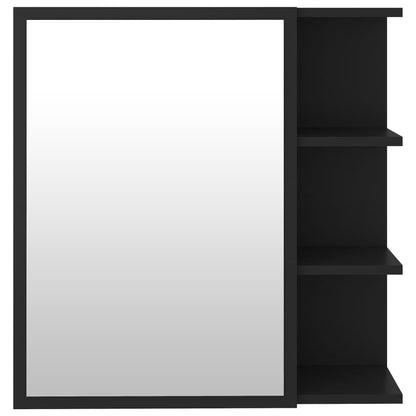Mobile Bagno con Specchio Nero 62,5x20,5x64cm Legno Multistrato