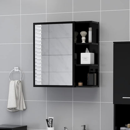 Mobile Bagno con Specchio Nero 62,5x20,5x64cm Legno Multistrato