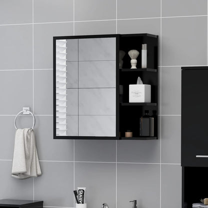 Mobile Bagno con Specchio Nero 62,5x20,5x64cm Legno Multistrato