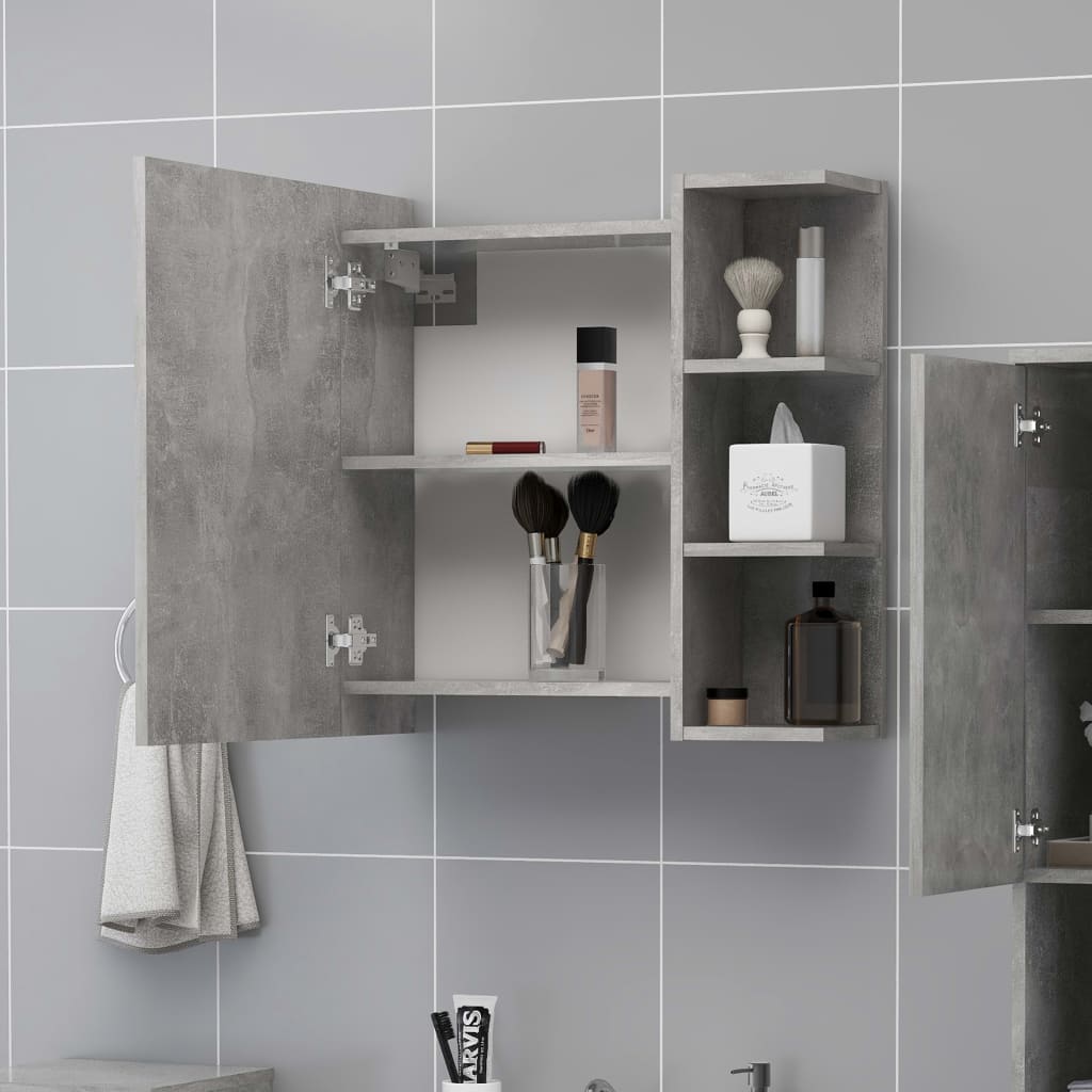 Mobile Bagno Specchio Grigio Cemento 62,5x20,5x64cm Multistrato | homemem39