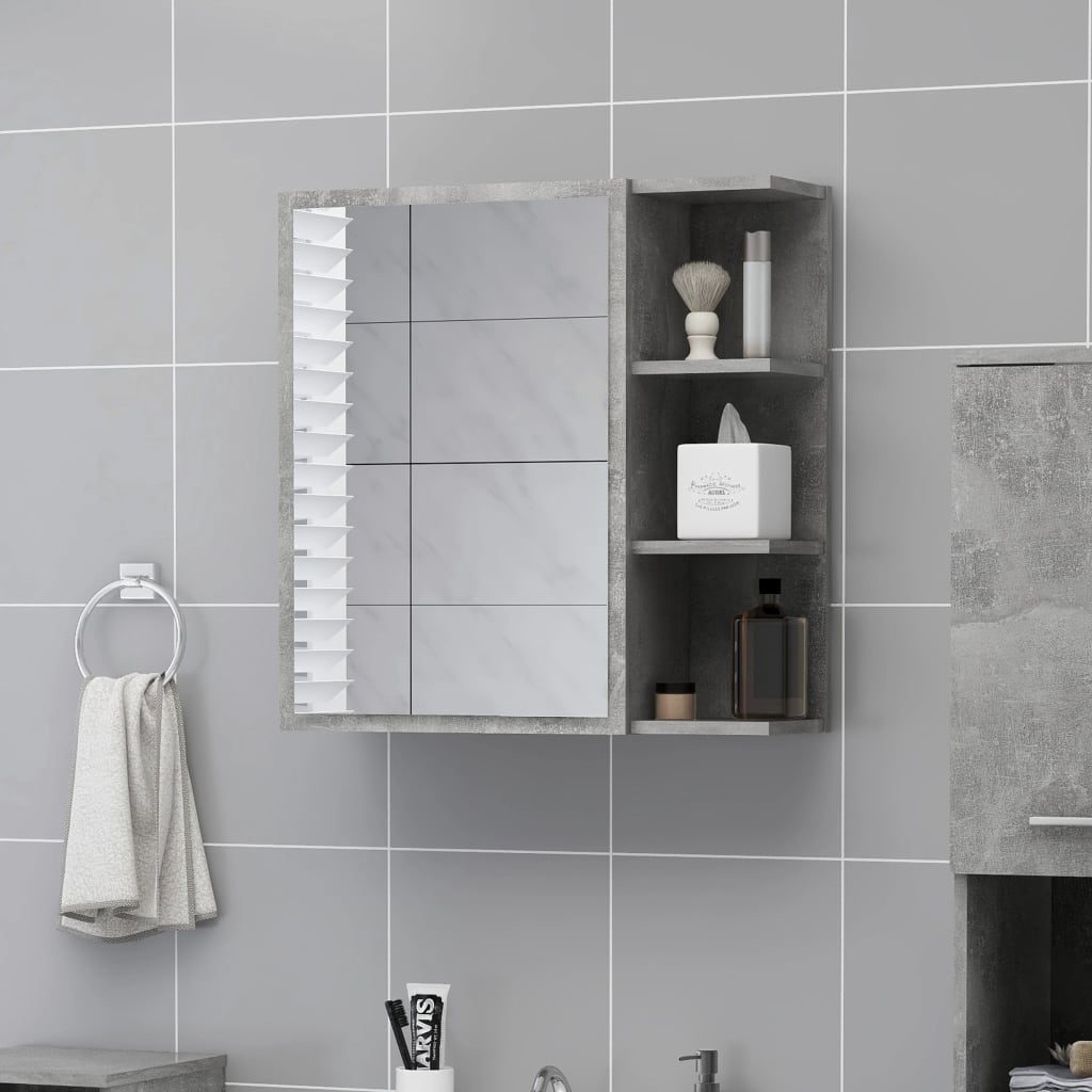 Mobile Bagno Specchio Grigio Cemento 62,5x20,5x64cm Multistrato | homemem39