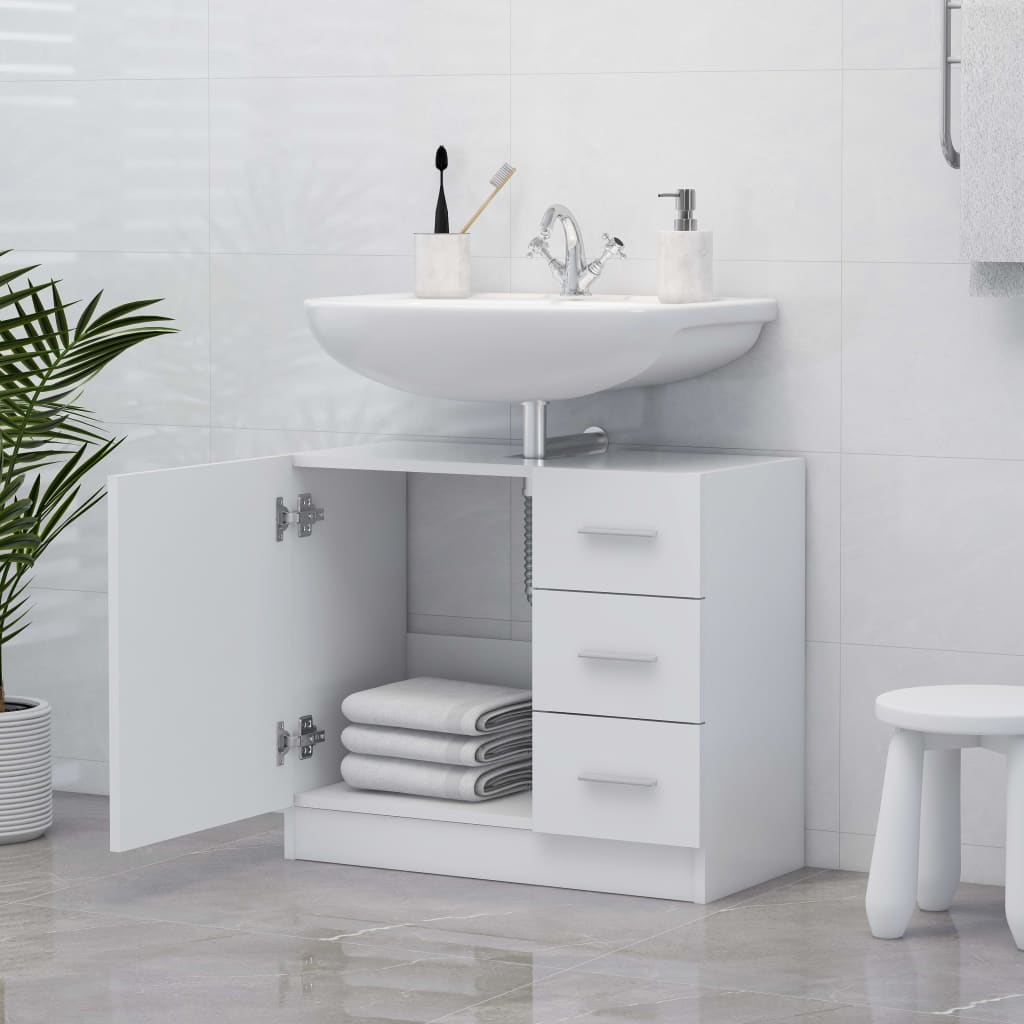 Mobile Sottolavabo Bianco 63x30x54 cm in Multistrato | homemem39