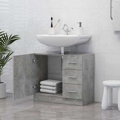 Mobile Sottolavabo Grigio Cemento 63x30x54 cm Legno Multistrato | homemem39