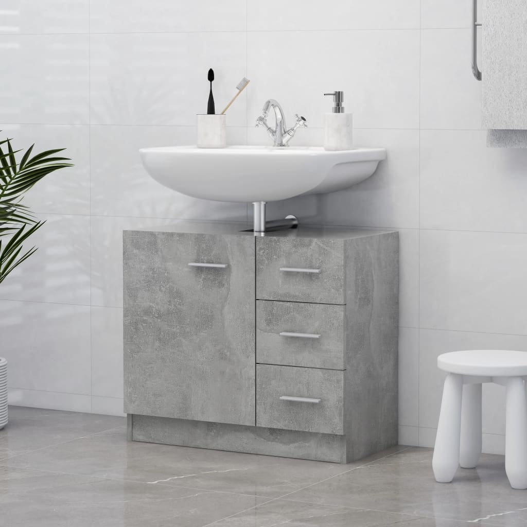 Mobile Sottolavabo Grigio Cemento 63x30x54 cm Legno Multistrato | homemem39