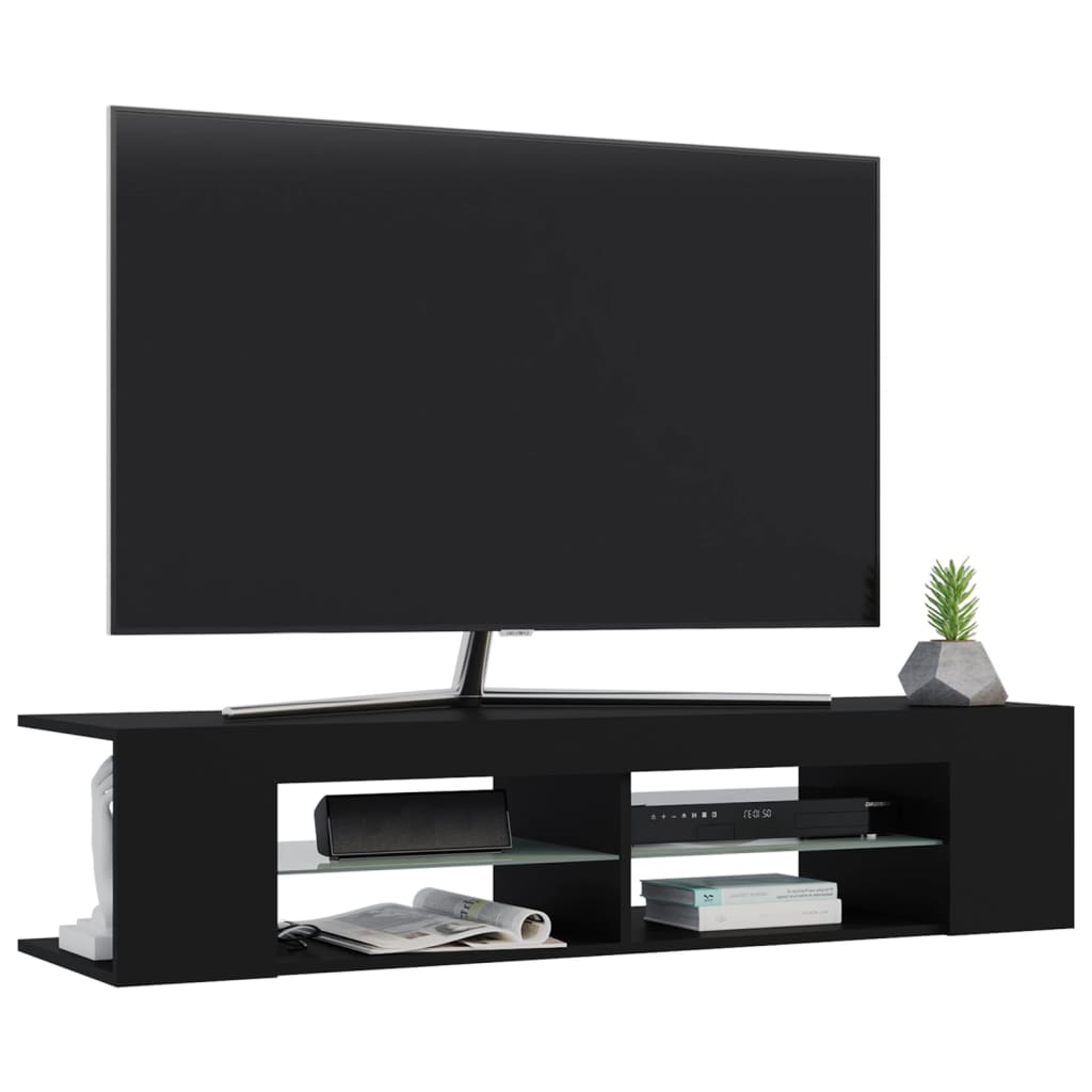 Mobile Porta TV con Luci LED Nero 135x39x30 cm - homemem39