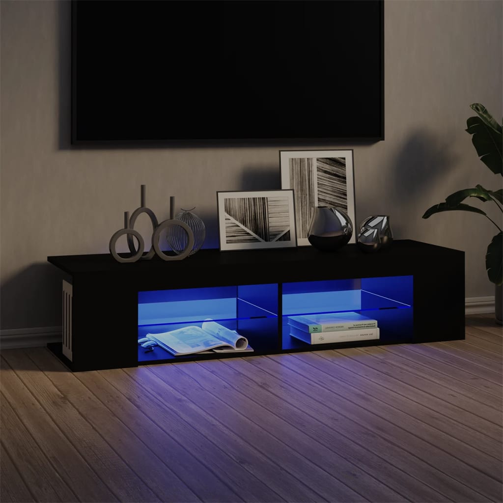 Mobile Porta TV con Luci LED Nero 135x39x30 cm - homemem39