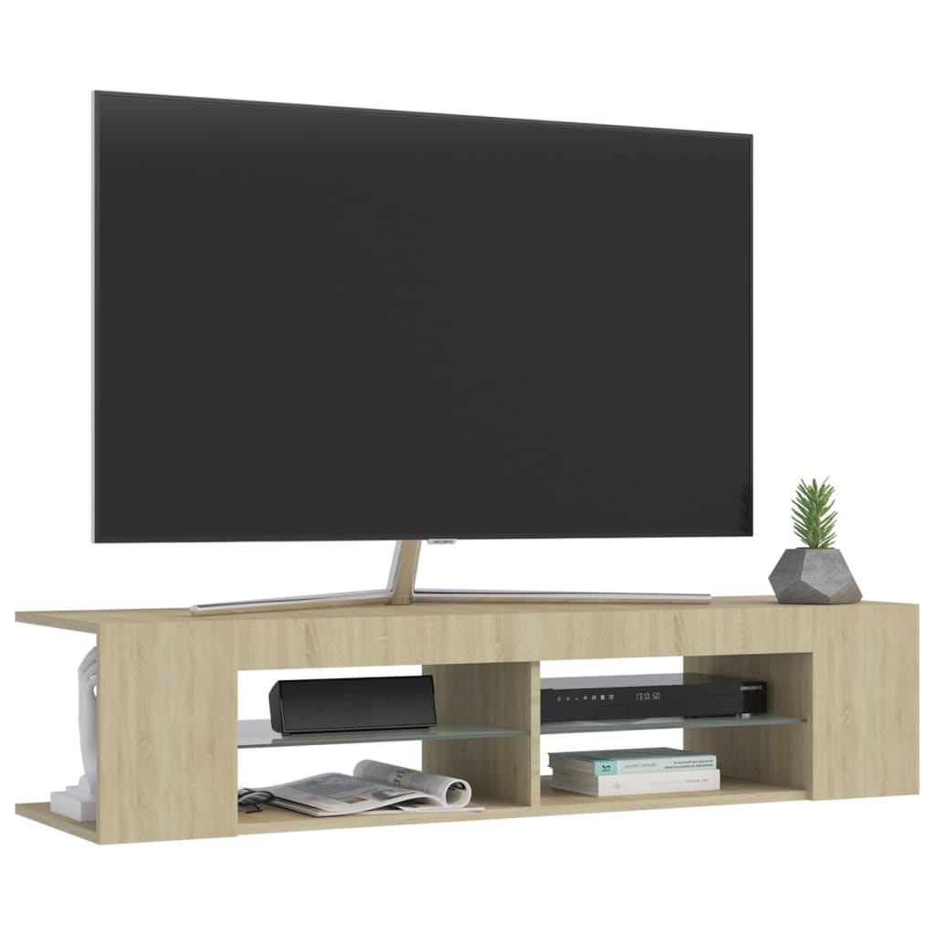 Mobile Porta TV con Luci LED Rovere Sonoma 135x39x30 cm