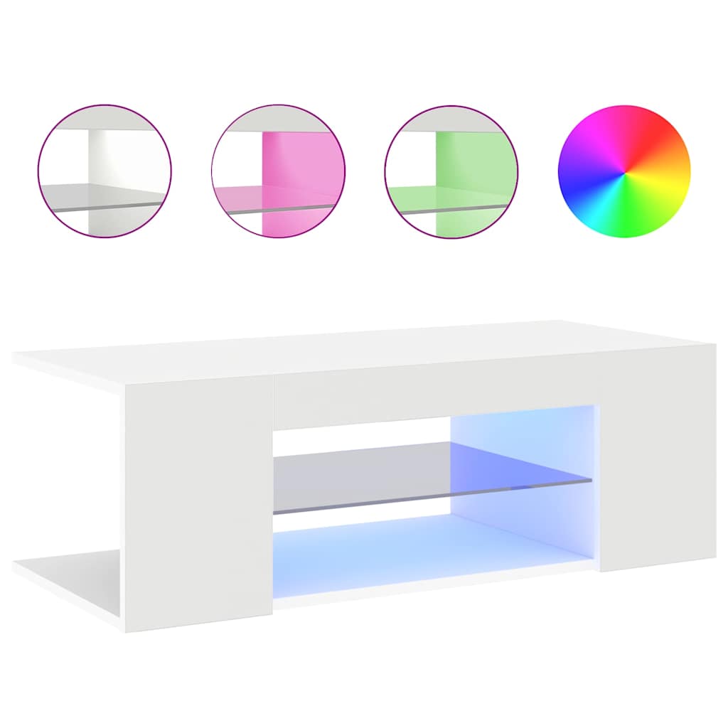 Mobile Porta TV con Luci LED Bianco 90x39x30 cm - homemem39