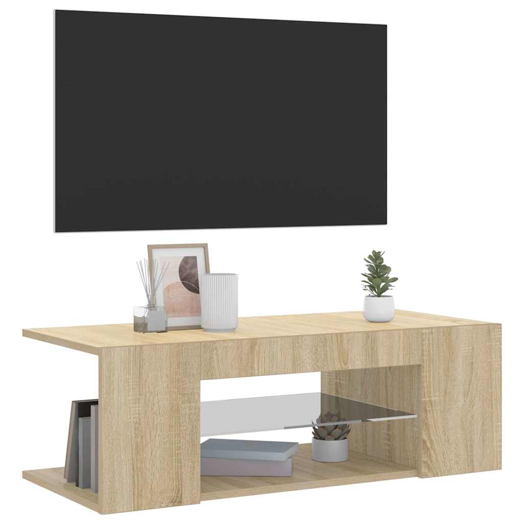 Mobile Porta TV con Luci LED Rovere Sonoma 90x39x30 cm - homemem39