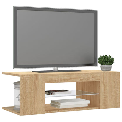 Mobile Porta TV con Luci LED Rovere Sonoma 90x39x30 cm - homemem39