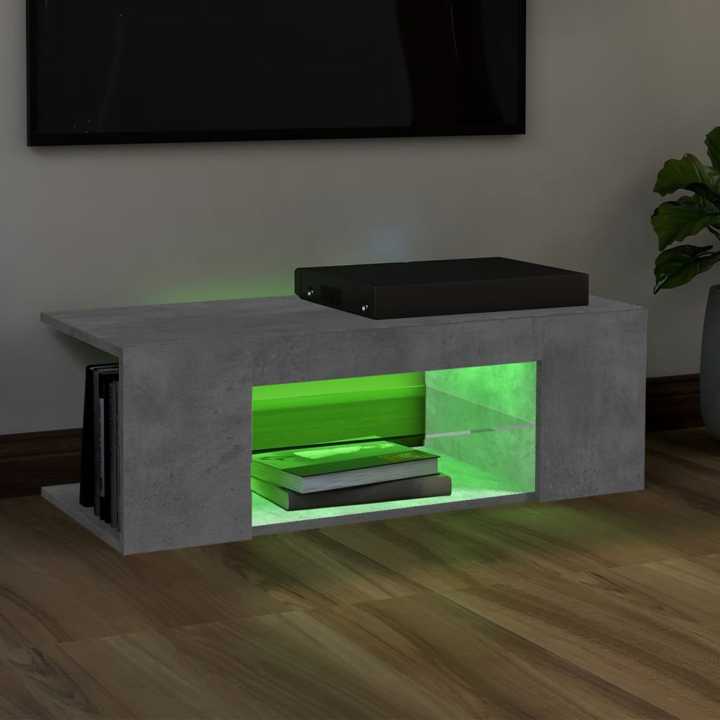 Mobile Porta TV con Luci LED Grigio Cemento 90x39x30 cm - homemem39