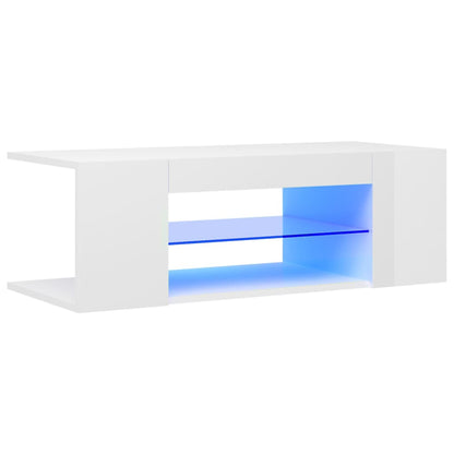 Mobile Porta TV con Luci LED Bianco Lucido 90x39x30 cm - homemem39