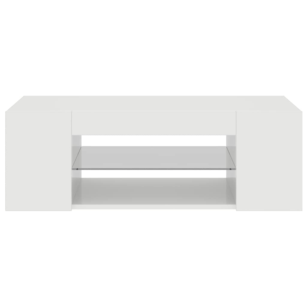 Mobile Porta TV con Luci LED Bianco Lucido 90x39x30 cm - homemem39