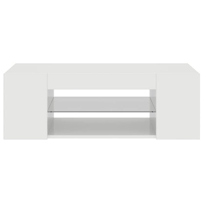 Mobile Porta TV con Luci LED Bianco Lucido 90x39x30 cm - homemem39