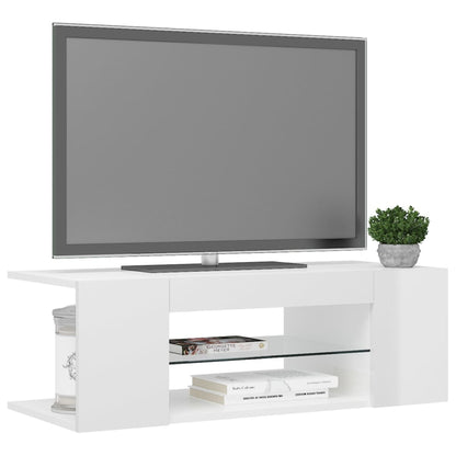 Mobile Porta TV con Luci LED Bianco Lucido 90x39x30 cm - homemem39