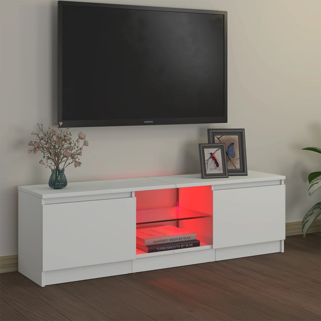 Mobile Porta TV con Luci LED Bianco 120x30x35,5 cm