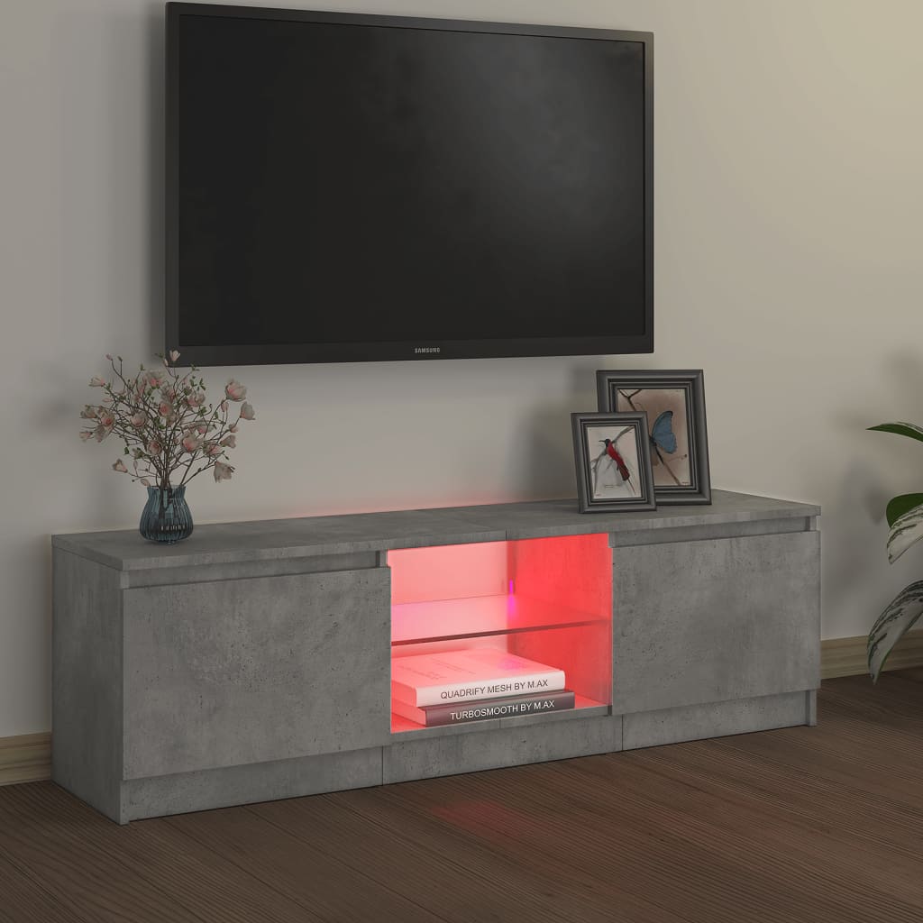 Mobile Porta TV con Luci LED Grigio Cemento 120x30x35,5 cm - homemem39