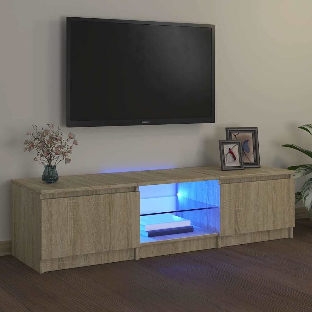 Mobile Porta TV con Luci LED Rovere Sonoma 140x40x36 cm - homemem39