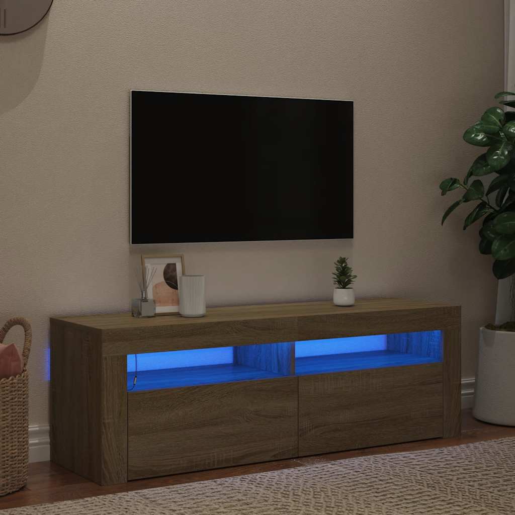 Mobile Porta TV con Luci LED Rovere Sonoma 120x35x40 cm - homemem39