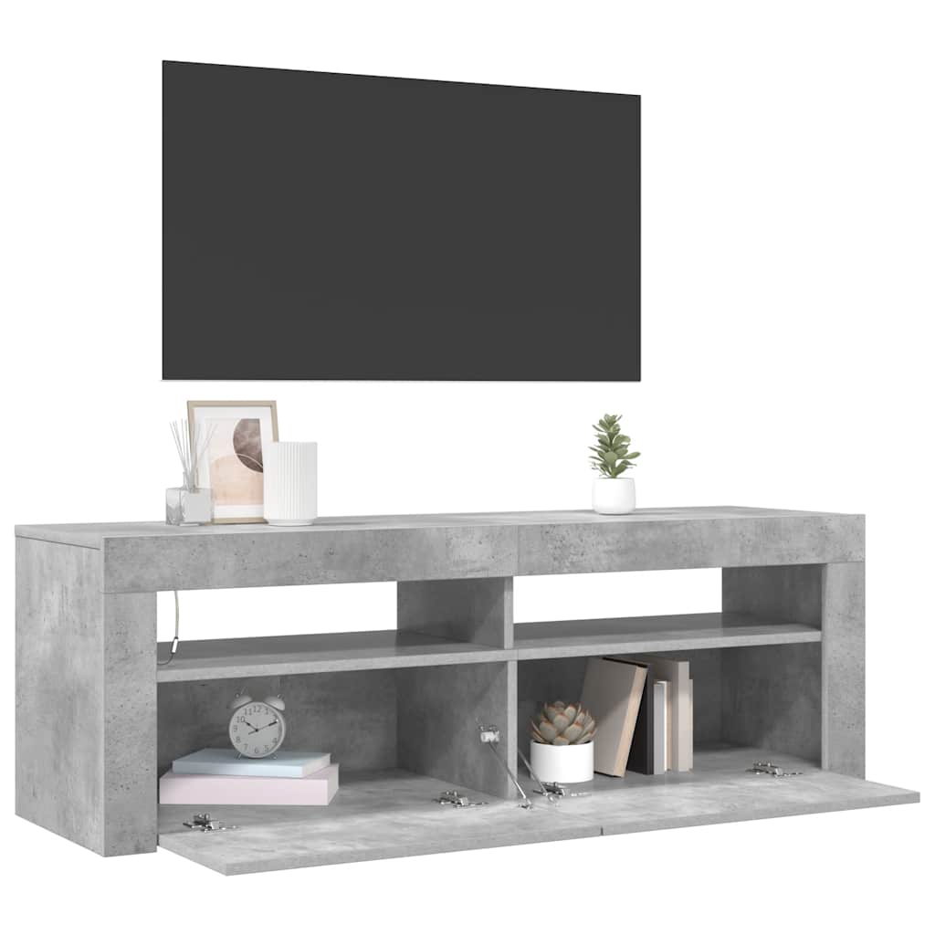 Mobile Porta TV con Luci LED Grigio Cemento 120x35x40 cm - homemem39