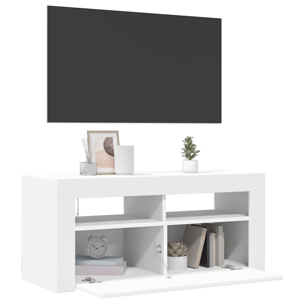 Mobile Porta TV con Luci LED Bianco 90x35x40 cm - homemem39