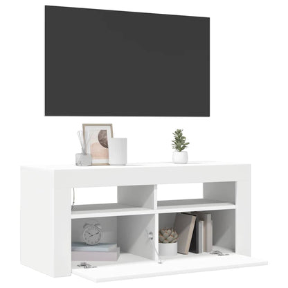 Mobile Porta TV con Luci LED Bianco 90x35x40 cm - homemem39