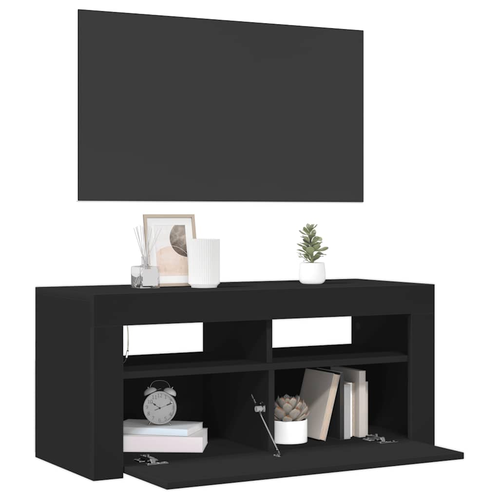 Mobile Porta TV con Luci LED Nero 90x35x40 cm - homemem39